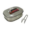 Stainless steel lunch box with lock. 