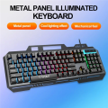 T-Wolf T16 Mechanical Feel Keyboard USB Wired RGB Backlight with Aluminium Metal Plate Gaming Keyboard. 