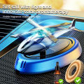 Solar Powered Rotation Helicopter Solar Aromatherapy Car Air Freshener Alloy+ABS Wooden Fragrance Auto Aroma Diffuser. 