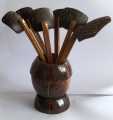 Coconut Shell Spoon Set With Free Hand Made Coconut Shell Holder 100% Eco Friendly. 