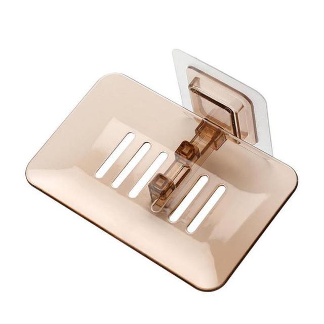 Soap Drain Paste Stylish Free Crystal Creative Rack Suction Wall-Mounted Cup Box Peration Drain Storage Bathroom(05_1 Pc)