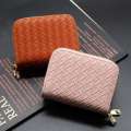 New Accordion Holder Trendy Woven Pattern Wallet Large Capacity Multi-Functional Clip High-End Card Case. 
