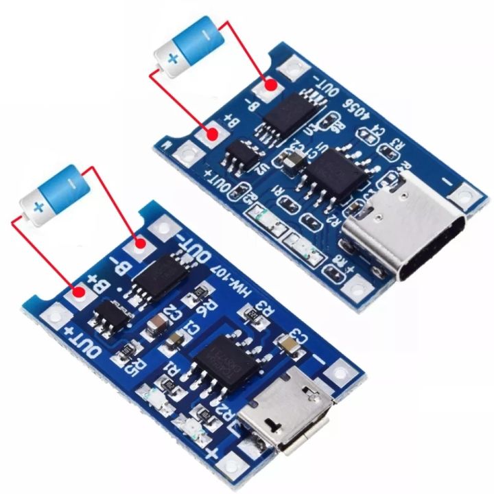 TP4056 Lithium Battery Charger and Protection board Module 18650 Arduino Charging Board with Protection Dual Function Micro USB 5V 1A TP4056