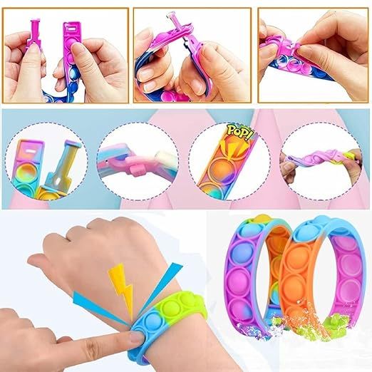 Rainbow Pop Bracelet Fidget Toys Silicone Anxiety Stress Relief