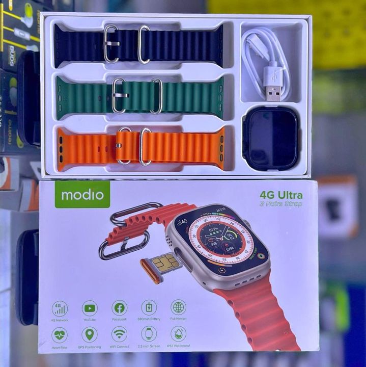 Modio%204G%20Ultra%20Smart%20Watch%202.2%20inch%20Display%203%20Pairs%20strap%204G%20Call%20Compass%20Wifi%20GPS%20Series%208%20Ultra%20Sim%20Card%20Ultra%20Smartwatch%20-%20Image%203