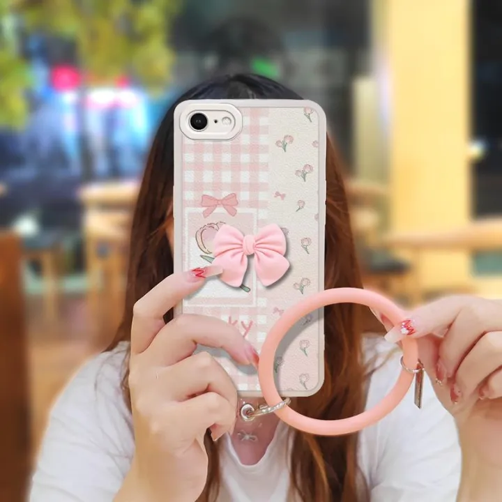 imitation%20leather%20soft%20shell%20Phone%20Case%20For%20iphone%207/8/iphone%20SE%202020/SE2%20Solid%20color%20Back%20Cover%20Dirt-resistant%20bowknot%20-%20Image%2010