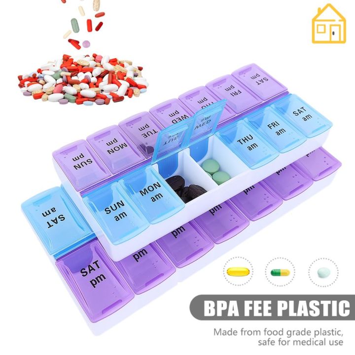 14Days Travel Weekly Pill Box / Medicine Tablet Dispenser Pill Case/ Splitters Pill Storage Organizer Container