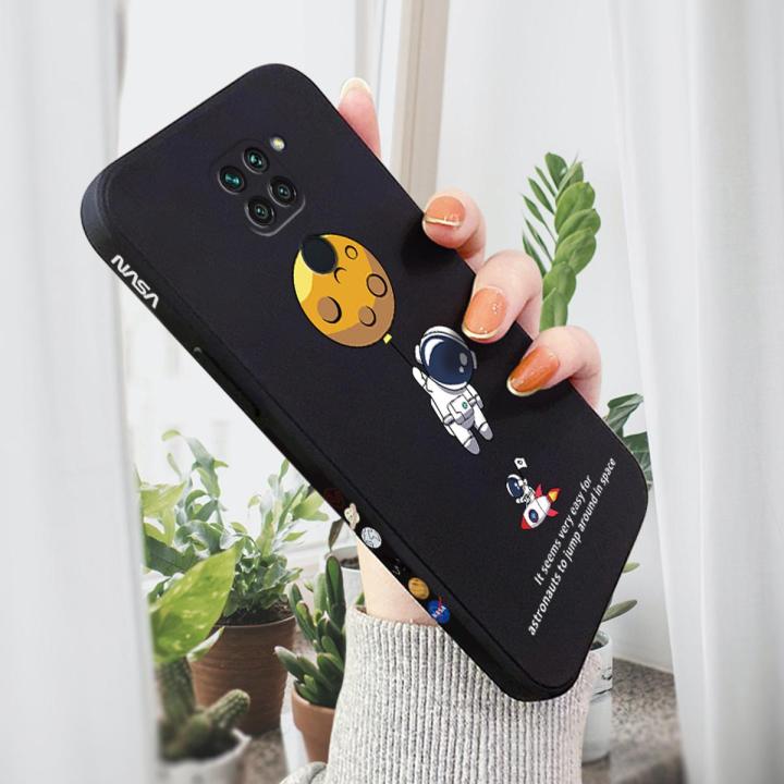 AMORVOR for Redmi Note 9 Back Cover Cartoon Astronautn Side design Soft Case Liquid Silicone Phone Cases