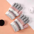 Farfi Student Gloves Warm Boys Girls Striped Full Finger Gloves. 