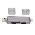 Micro Card Reader, Aluminium Alloy 3 in 1 Card Reader for PC. 