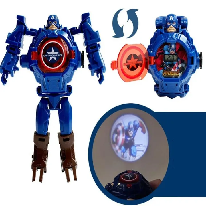 Disney%20Frozen%20Avengers%20Deformation%20Electronic%20Watch%20Boy%20girl%20Toy%20Cartoon%20Captain%20America%20spiderman%20Transformed%20Robot%20child%20Watch%20-%20Image%204