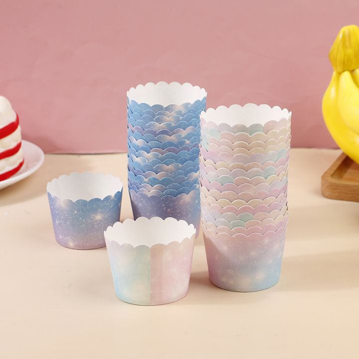 【Booming】 50Pcs Rainbow Cupcake Liners for Baking Gradient Cupcake Wrappers Baking Cups Dounp