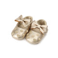 Baby Girls Bowknot Moccasins, Soft Sole Crib Shoes, Anti-slip Prewalker Solid Color Shoes. 