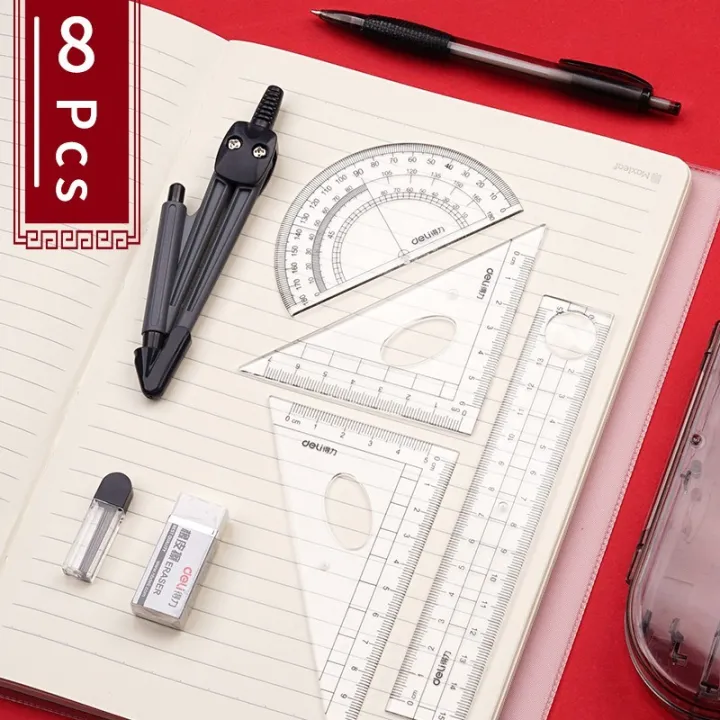 8pcs/set%20Geometry%20Compasses%20Ruler%20Protractor,%20Drawing%20Math%20Study%20Tool%20Kit%20Suit%20Set%20Square%20-%20Image%204