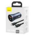 Baseus U+U 40W Golden Contactor Pro Dual Quick Charger Car Charger (With Baseus Simple wiring USB For Type-C 5A 1.0m) Dark Gray 6 Months Warranty. 