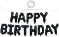 Black Happy Birthday Decoration Kit - Black Happy Birthday Foil Banner, 20 Black Latex Balloon And 20 White Latex Balloons - 41Pcs. 