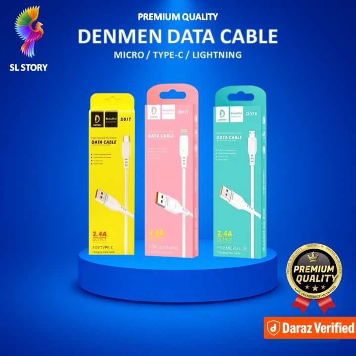 Denmen High Speed Data Cable Charging And Sync 2.4A OutPut For Micro USB / Type-c / Lightning Super Fast Charging Cable Denmen data cable, 2.4A fast charging cable, Micro USB cable, Type-C cable, Lightning cable, high-speed charging cable, durable data ca