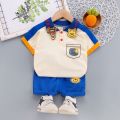 Boys' summer clothes new cotton children's clothes summer Pooh bear Tigger T-shirt + fashion shorts 0~5 years old baby suit. 