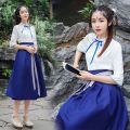 Women's Han Chinese Clothing Improved Spring and Summer Princess Costume Suit Republic of China Style Retro Outfit Casual Clothes Class Uniform Set. 
