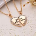 Unisex 2 Pcs BFF Necklace Women Crystal Heart Pendant Best Friend Letter Necklace Fashion Couple Necklace Men Friendship Jewelry. 
