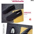 Work Shoes Cloth Shoes plus Size Lazy Shoes Pure 『 Canvas Shoes Black Summer All Black Men's Breathable Men's Slip-on ˇ. 