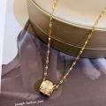 ShopSphere Lssc Kwintas Stainless Steel Necklace for Women Classic Pendant Gold Chain Accessories Jewelry. 