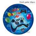 paper plates Kid Birthday Game Theme Party Supplies Decor Disposable Paper Plates Cup Napkin Video Game Table Cover Wedding Party TableclothParty Tableware. 