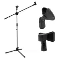 Professional Mic Stand Microphone Stand Tripod Floor Stand Adjustable Microphone Double Clip Mic Stand Holder Stage Microphone Stand. 