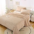 Universal Thick Warm Fleece Blanket Solid Color Plush Soft Sofa Blanket Square Texture Comfortable Bed Blanket All Season. 