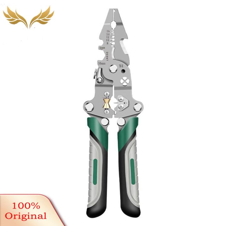 SuperRide Quick Attachment Swap Wire Stripper Portable 16 in 1 Wire Stripper Tool for Electricians Stainless Steel Multifunctional Crimping Cutting Tool for Diy Enthusiasts Foldable Design Diy Wire Stripping