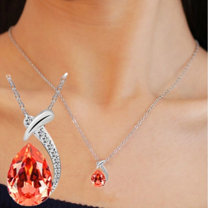 Leaf Royal orange jewellery Stud Rhinestones Necklace for Women  Cp2000  B