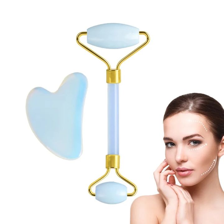 Opal Facial Massage Roller Gouache Scraper Set Jade Gouache Stone Face Lifting ToolMassager For Face GuaSha Scraper Anti Wrinkle