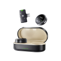 REMAX K16 Wireless Lavalier Microphone with Magnetic Clip, Digital Display, and Dual Microphone Connection. 