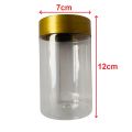 Transparent Spice Container - Large Plastic Jar with Gold Lid. 