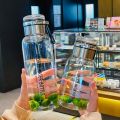 Handle, Outdoor Sports Large Capacity Glass 750ml/1000ml Cup with Lid, Leakproof Glass Water Bottle Clear with Water Cup. 