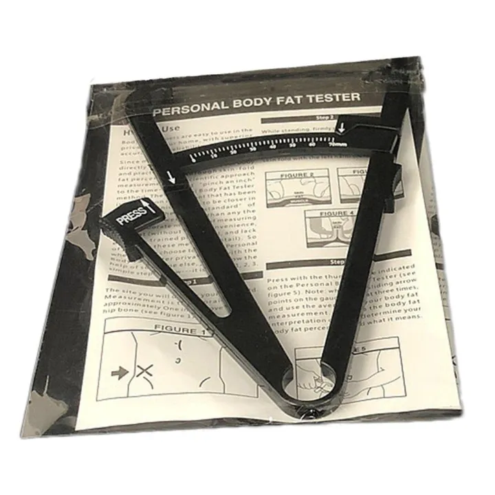 【DIV MALL】TE Body Fat Caliper Mass Measuring Skinfold Health Care Tools Square Black