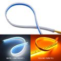 2x DRL 45cm Daytime Running Light Flexible Soft Tube Guide Car LED Strip White Turn signal Yellow Waterproof. 
