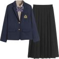 Business Attire Summer Suit British College Style Korean Style Long Sleeve Suit Long Dress Sports Meeting High School Student Graduation School Uniform. 