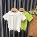 Kids T-shirt 2022 New POLO Shirt Short-Sleeved Baby Girl Summer Fashion Korean Version Simple Wild Top Thin T-shirt. 
