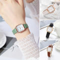 Women Watch Square Dial Adjustable Faux Leather Strap Elegant Minimalistic Gift Fashion Jewelry High Accuracy Metal Dress Wrist Watch for Daily. 