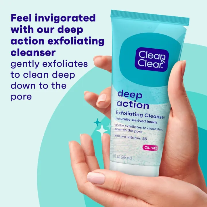 Clean%20&%20Clear%20Deep%20Action%20Exfoliating%20Facial%20Cleanser,%20Scrub%20&%20Face%20Wash,%20Pro-Vitamin%20B5,%20Lactic%20&%20Glycolic%20Acids,%20Oil-Free%20Gentle%20Daily%20Exfoliator%20for%20Soft,%20Smooth,%20Hydrated%20Skin,%20Vegan,%207%20Fl%20Oz%20Tube%20-%20Image%203