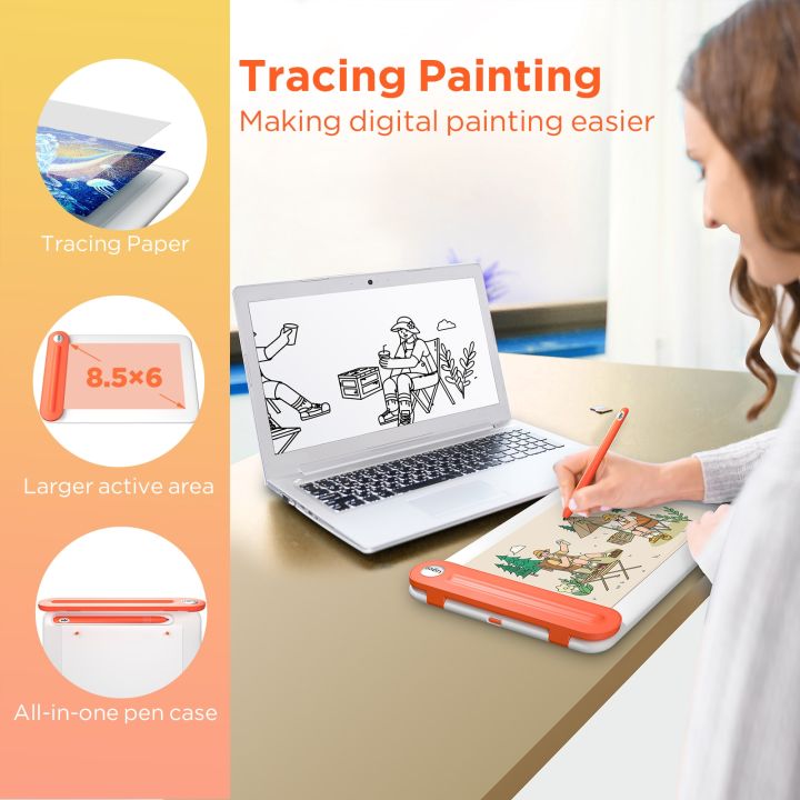 Bluetooth%205.0%20Wireless%20Graphic%20Drawing%20Tablet%208.5x6%20inch%20Digital%20Pen%20Tablet%20Tracing%20Drawing%20Pad%20for%20window/Mac/Chrome%20-%20Image%202