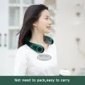 EsoGoal Hanging Neck Fan LED Digital Display Portable Cooler Fan Bladeless Fan Personal Wearable Neckband 3 Speeds Adjustment Twin-Turbo Leafless 360° Neckband Fan USB Rechargeable Fan Mini Neck Fan. 