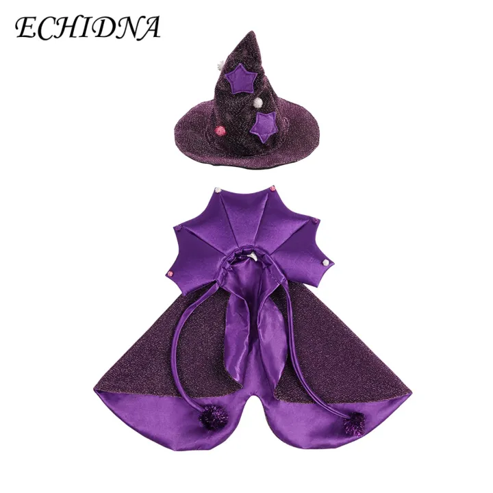 Soft Pet Cloak Adjustable Witch Cloak Hat Set for Small Pets Halloween Costume Accessories for Cats Dogs Kittens Perfect for Halloween Parties Dress-up Fun Pet Cloak Adjustable Strap