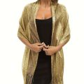 Fashion Bright Silk Sunscreen Shawl Hijab Gold Silver Shiny Scarves For Women Lace Tassel Party Evening Dress Scarf. 