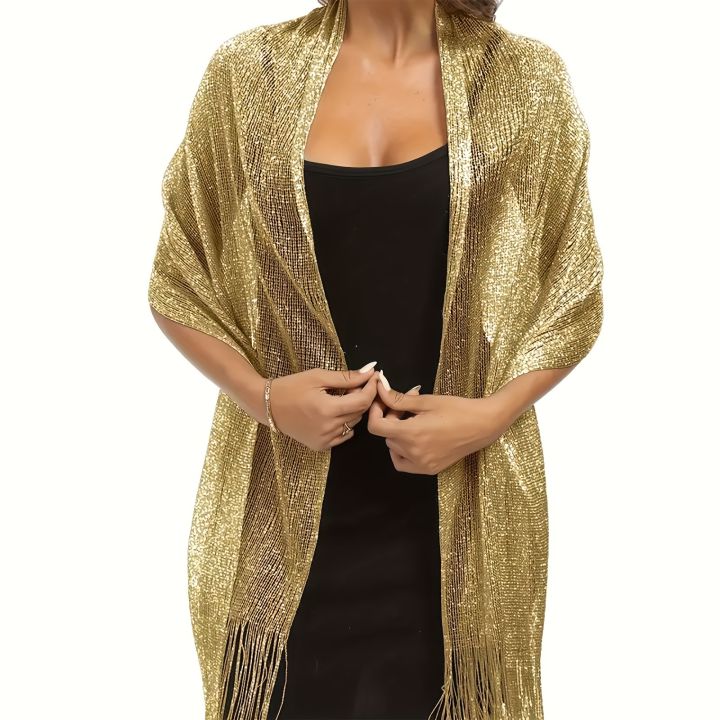 Fashion%20Bright%20Silk%20Sunscreen%20Shawl%20Hijab%20Gold%20Silver%20Shiny%20Scarves%20For%20Women%20Lace%20Tassel%20Party%20Evening%20Dress%20Scarf%20-%20Image%203