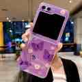 HODON Fashion Cute Purple Butterfly Clear Phone Case For Samsung Galaxy Z Flip 5 5G ZFlip4 Flip3 Cases Ultra Thin Hard Back Cover. 