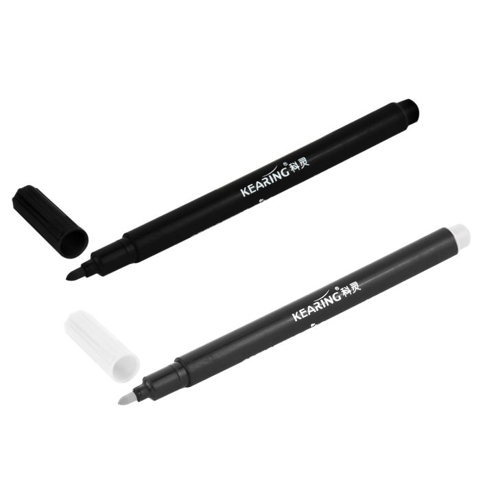 2pcs Fabric Marker Pens Permanent Colors for DIY Textile Clothes T-Shirt Shoes - White & Black