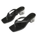 Foreign Trade plus Size Flip-Flops Women2022New Women 'S Shoes European And American Chunky Heel Mid-Heel Outdoor Square Toe Sandals Wholesale. 