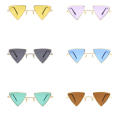 Colorful Lens Triangular Punk Sunglasses Fashion Accessory Small Size Y2k Style Hippie Triangular Shades Metal Frame Tinted Lens Triangular Eyewear for Costume Parties Streetwear Fashion Music. 